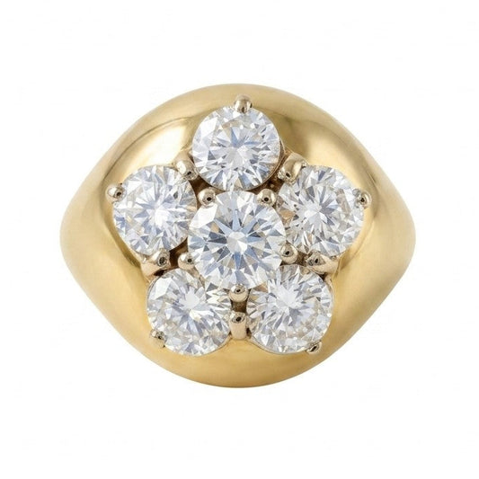 Vintage Italian 1.80ct Diamond Daisy Cluster Signet Ring