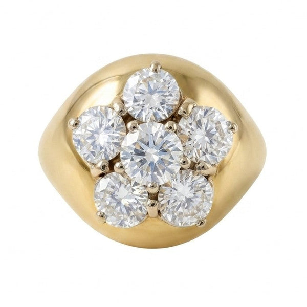 Vintage Italian 1.80ct Diamond Daisy Cluster Signet Ring