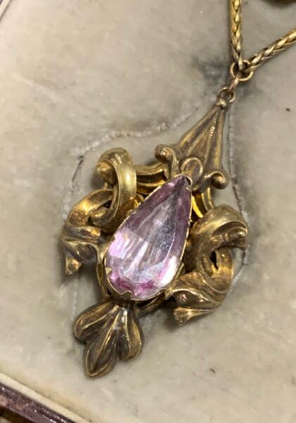 19th Century Georgian Pink Topaz and Gold Brooch