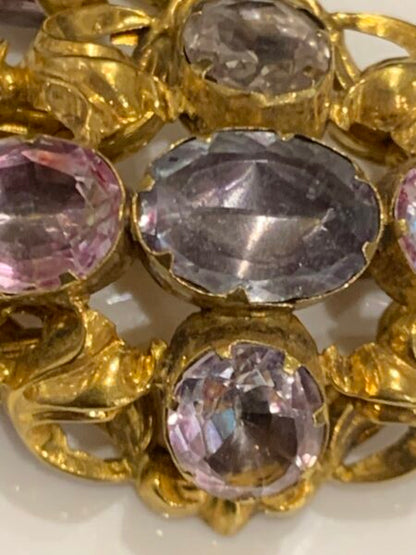 19th Century Georgian Pink Topaz and Gold Brooch