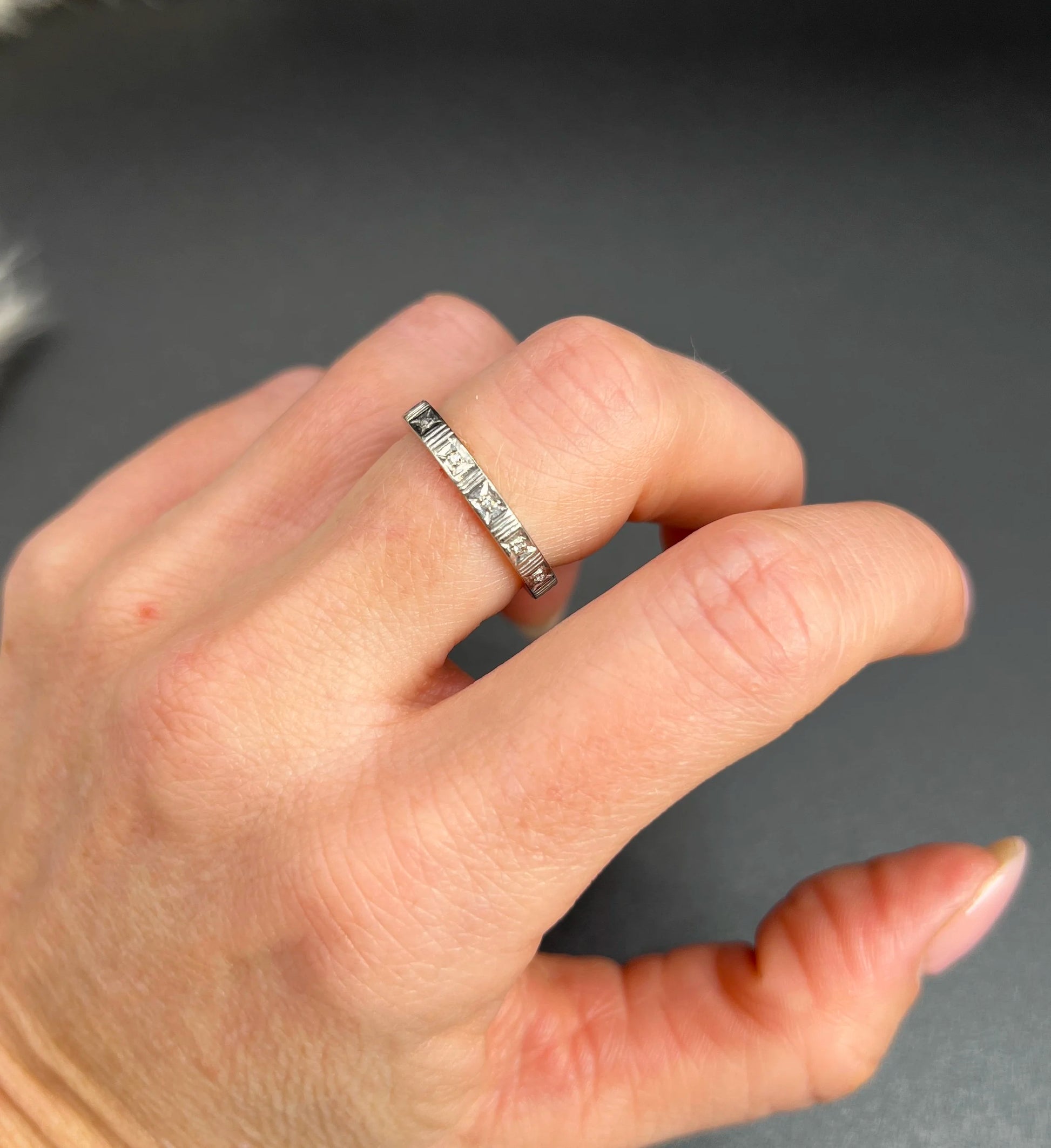 Antique 1920's Platinum, Diamond Eternity Ring