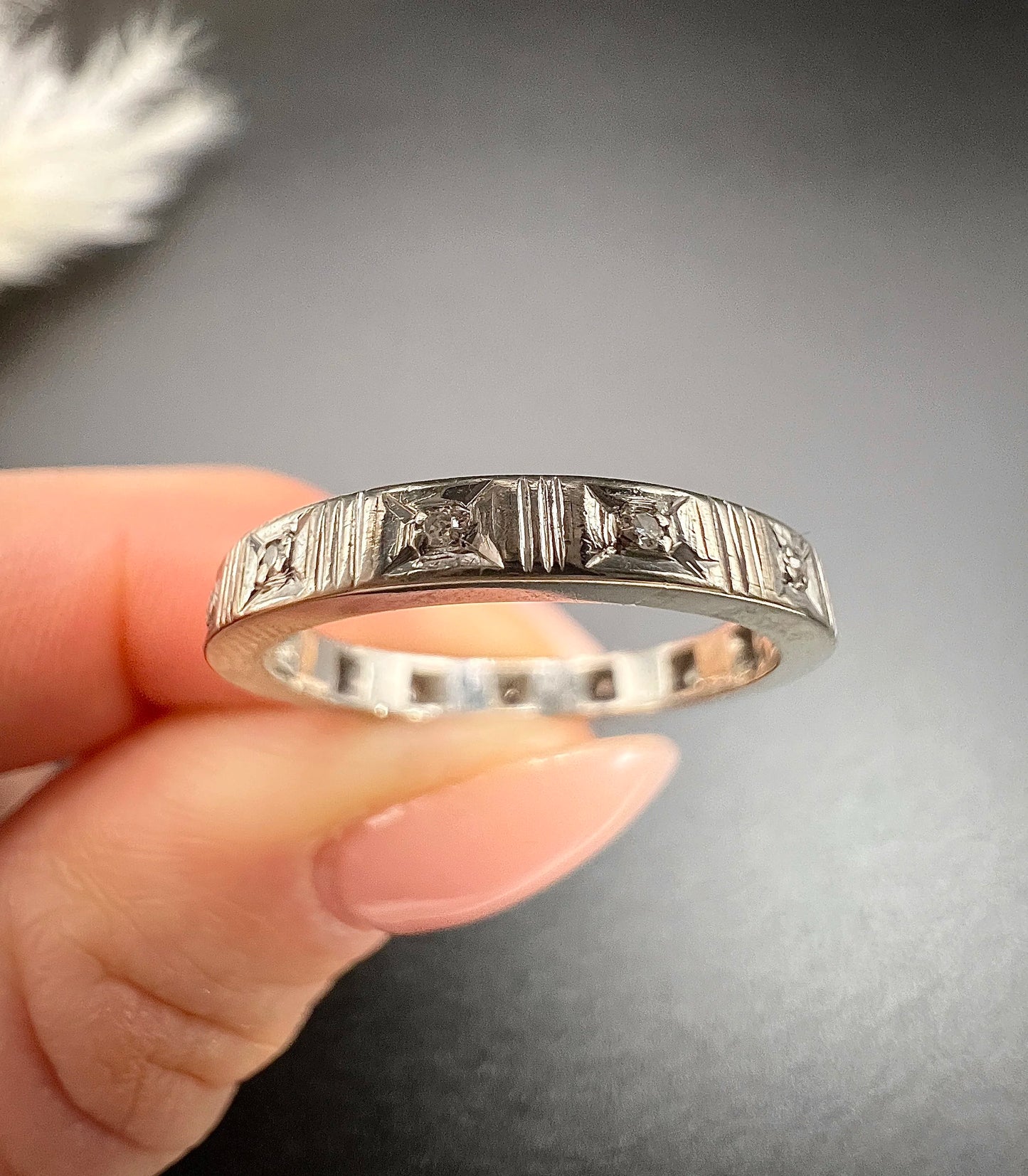 Antique 1920's Platinum, Diamond Eternity Ring