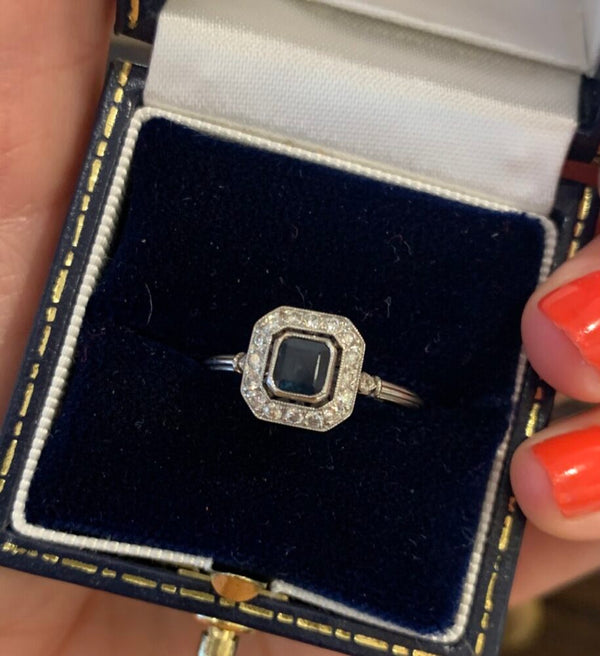 Vintage Sapphire and Diamond Cluster Ring