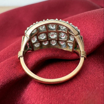 Regency Antique 3ct Old Mine Cut Diamond Three Row Cluster Ring, Circa 1835