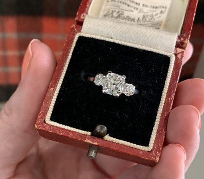 Antique cushion cut diamond engagement ring