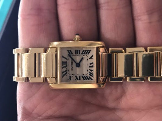 ref 1820 cartier yellow gold tank rectangular ladies vintage
