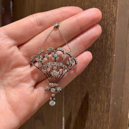 Antique Belle Epoque Old Cut Diamond Pendant, 2.30 carats