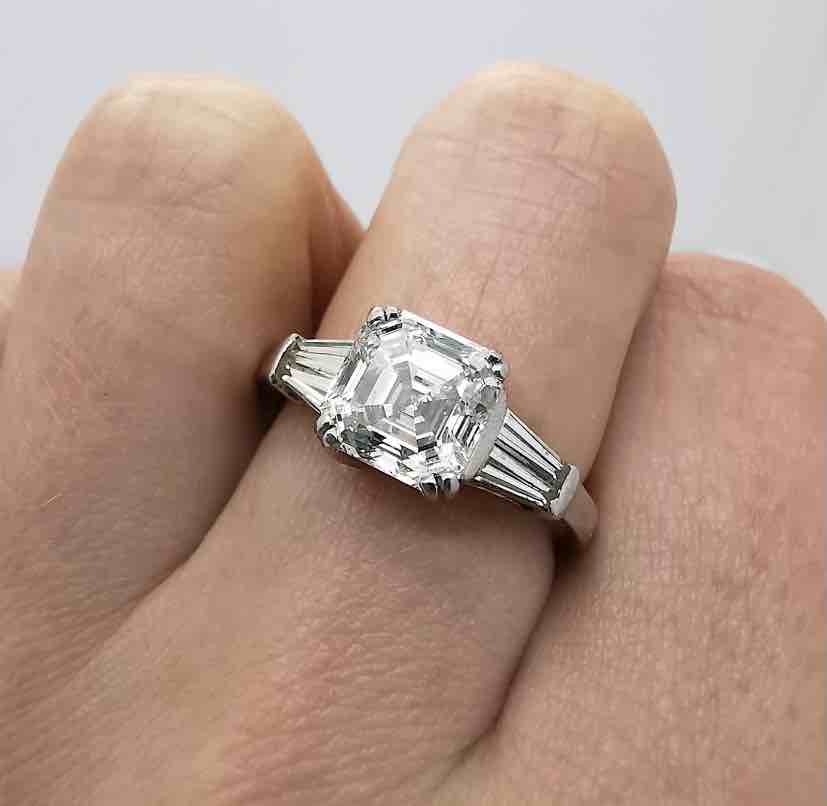 Asscher cut diamond engagement ring