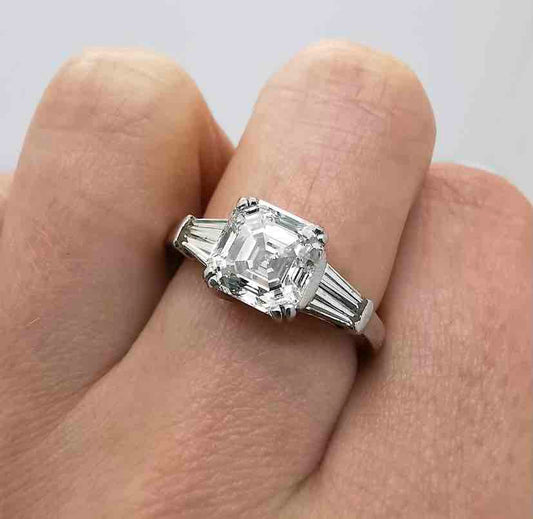 Asscher cut diamond engagement ring