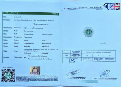 Vintage 8.50ct Colombian Emerald and Diamond Cluster Ring