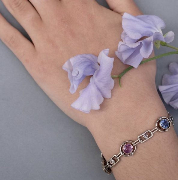 Art Deco Multi Colour Sapphire and Diamond Bracelet, 9.00 carats
