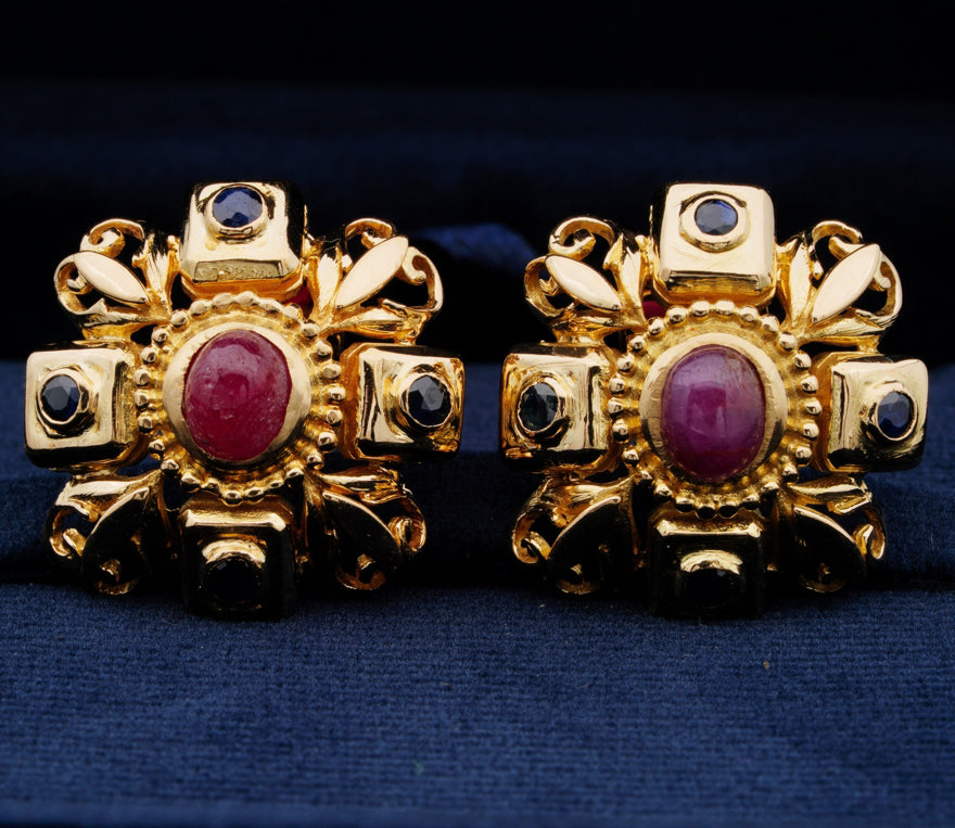 Ilias Lalaounis 2.8ct Ruby Sapphire 18ct Gold Clip On Earrings