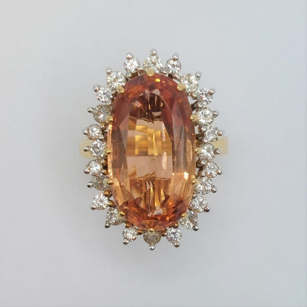 Imperial Golden Topaz and Diamond Cluster Ring