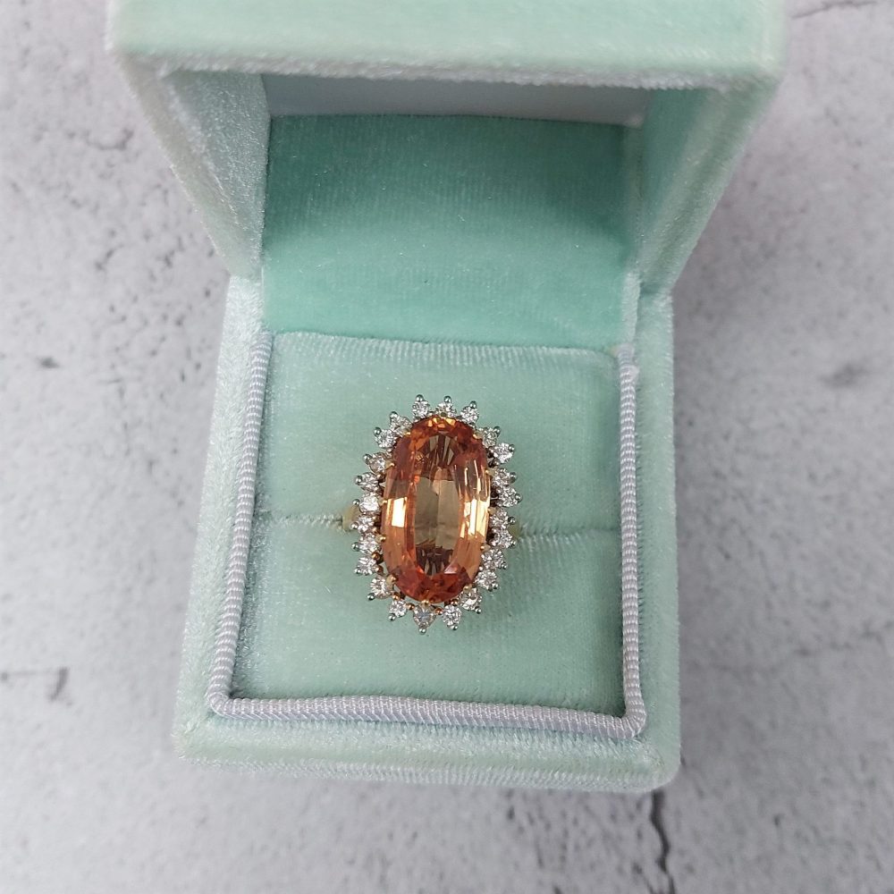 Imperial Golden Topaz and Diamond Cluster Ring