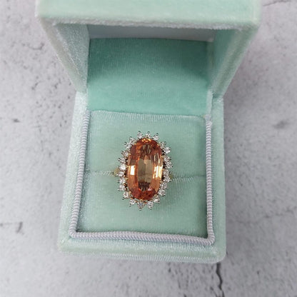 Imperial Golden Topaz and Diamond Cluster Ring