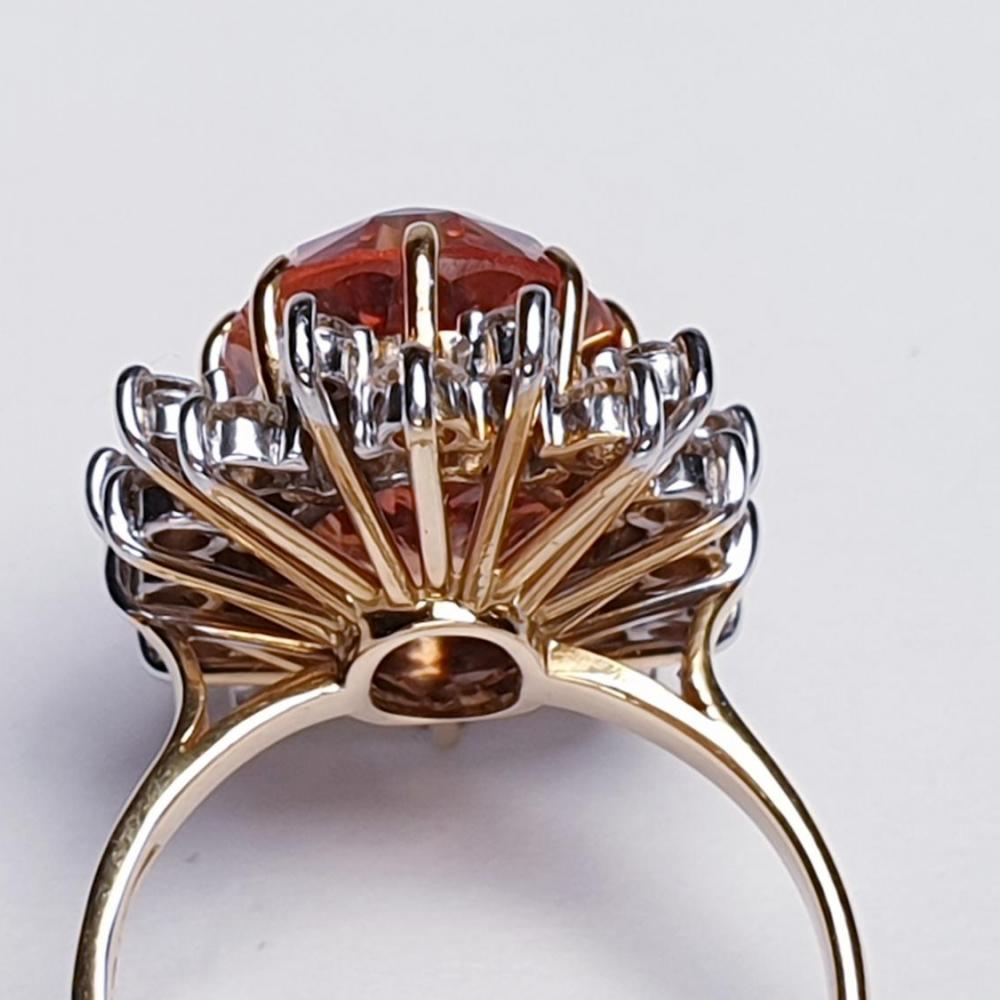 Imperial Golden Topaz and Diamond Cluster Ring