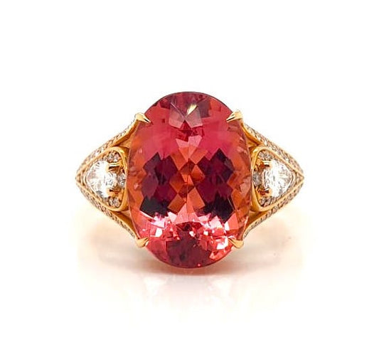 Imperial Topaz and Pear Cut Diamond Ring