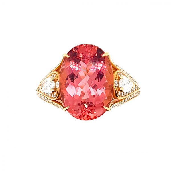 Imperial Topaz and Pear Cut Diamond Ring