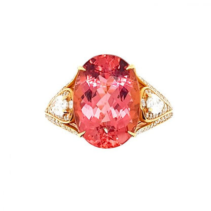 Imperial Topaz and Pear Cut Diamond Ring