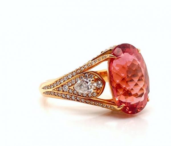 Imperial Topaz and Pear Cut Diamond Ring