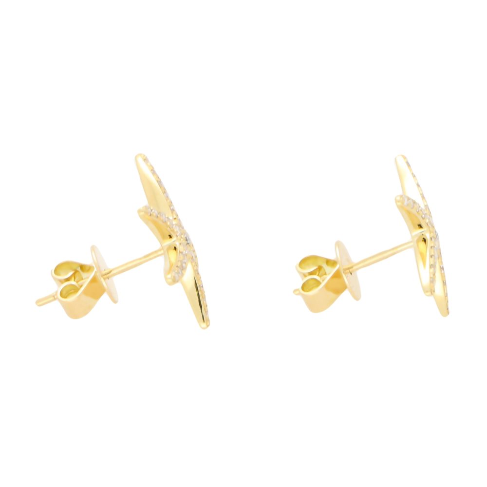 Side Diamond star fish earrings pave set