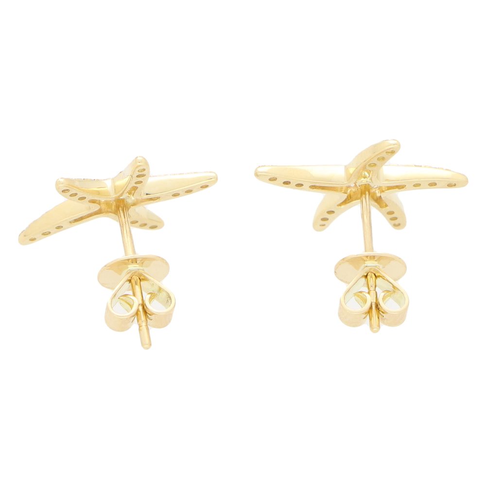 back Diamond star fish earrings pave set