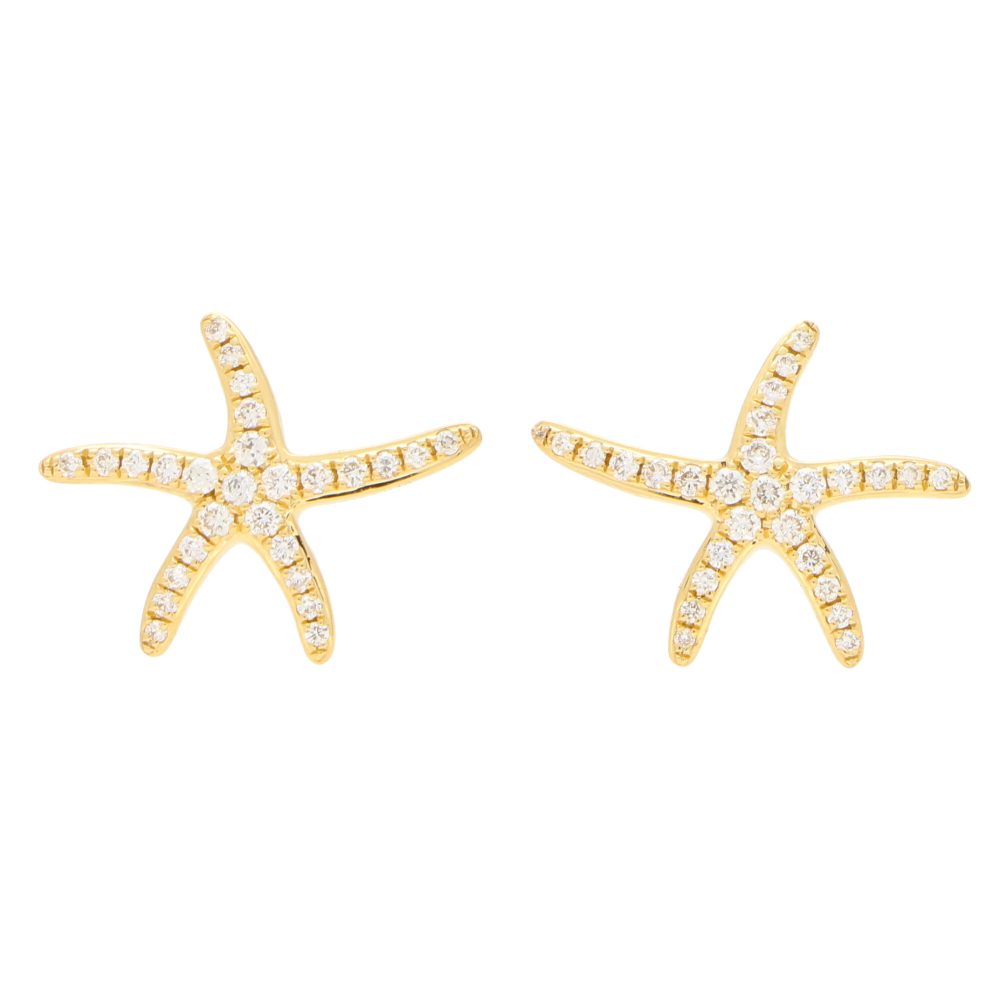 Diamond star fish earrings