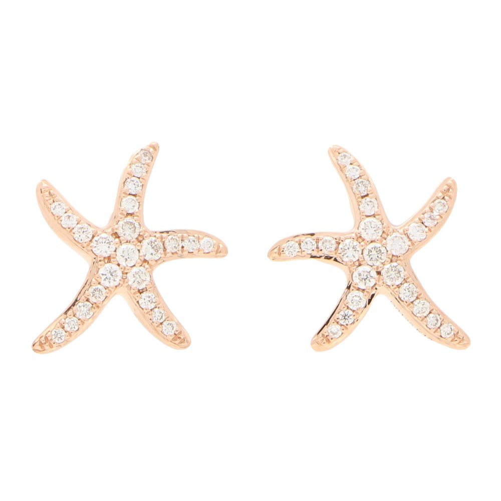 Diamond Starfish Stud Earrings in 18ct Rose Gold