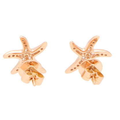 Diamond Starfish Stud Earrings in 18ct Rose Gold