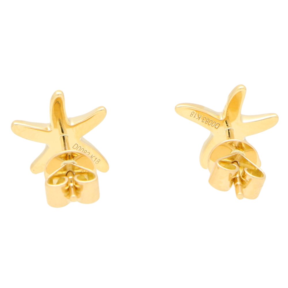 Small Diamond Starfish Stud Earrings in 18 Carat Yellow Gold