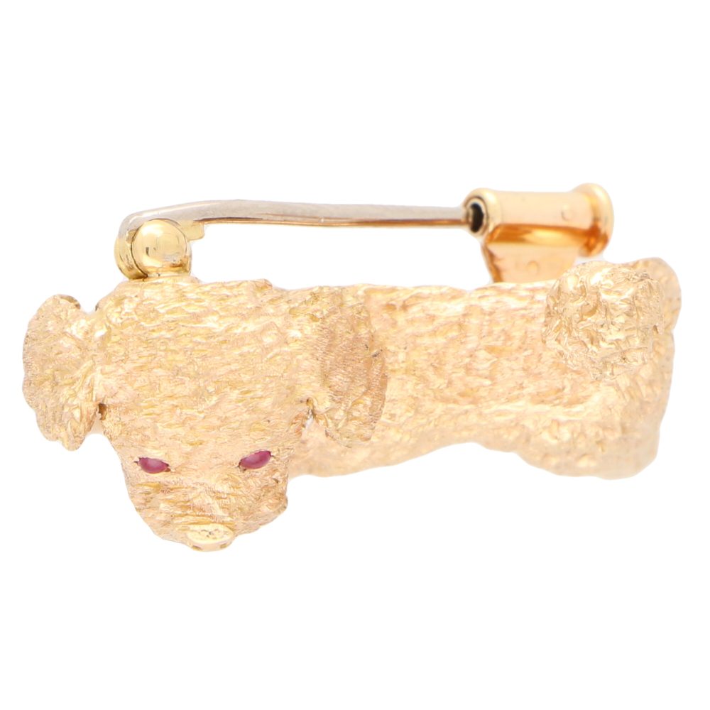 Ruby and Diamond Toy Poodle Dog Brooch
