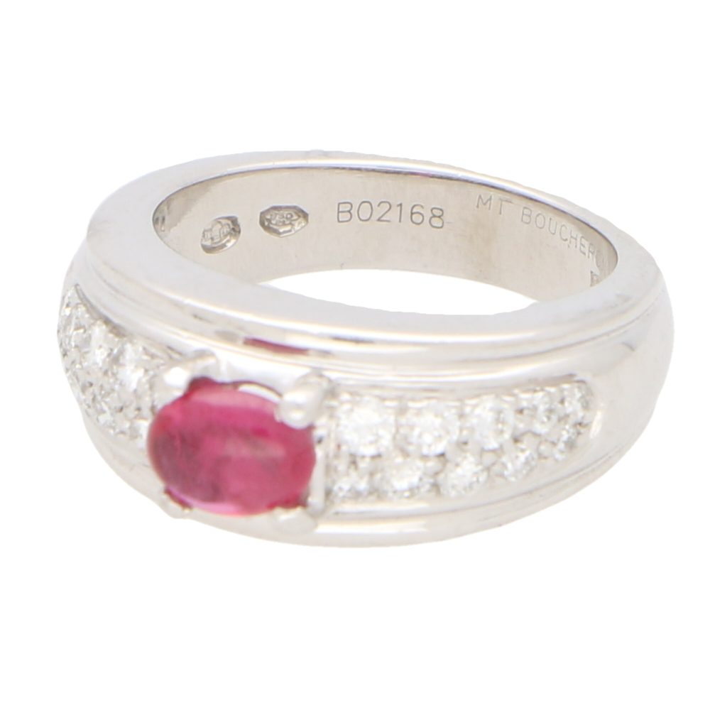 A Boucheron ruby and diamond set platinum ring