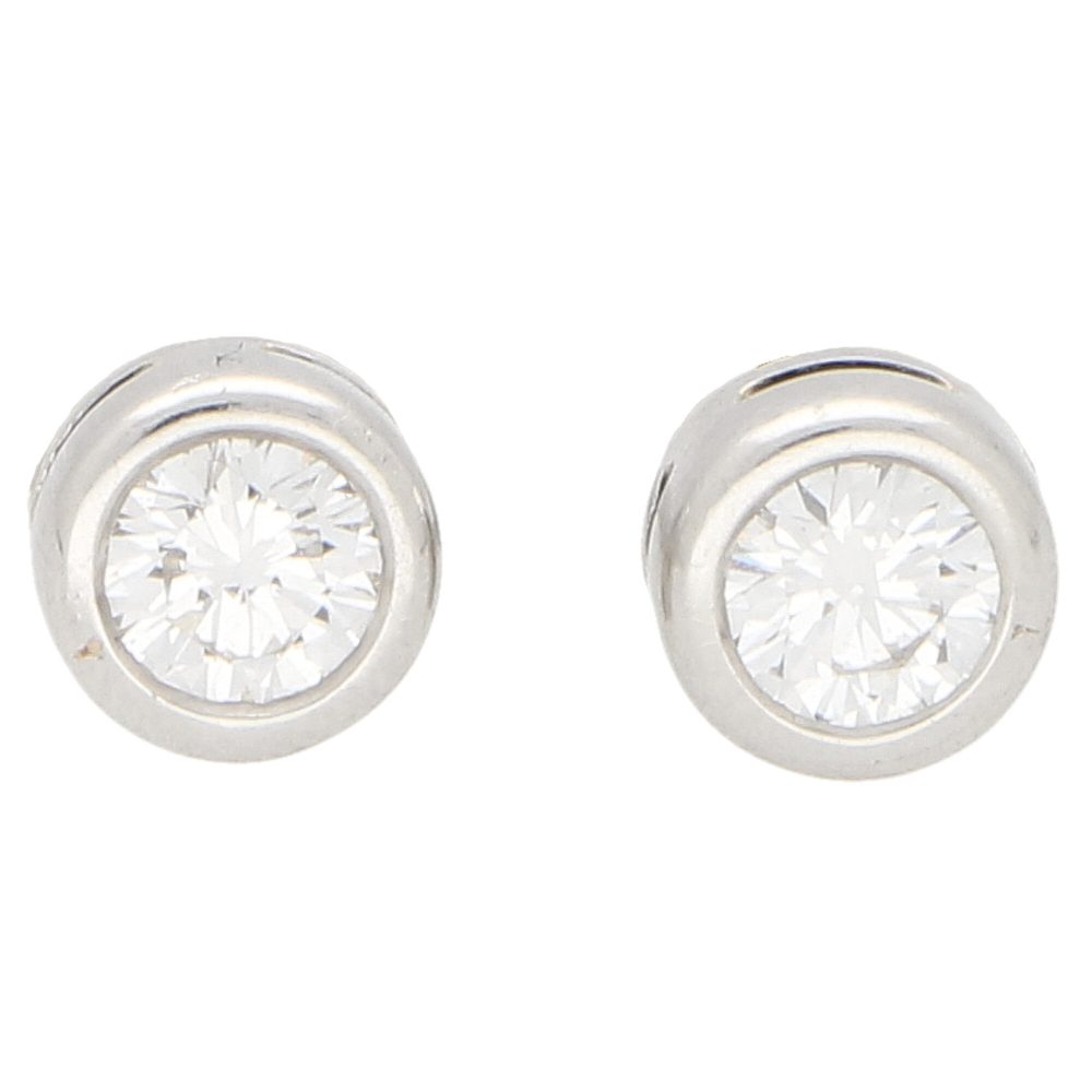 1.30ct Diamond Single Stone Solitaire Stud Earrings in 18ct White Gold