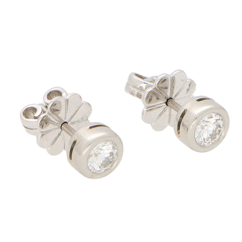 1.30ct Diamond Single Stone Solitaire Stud Earrings in 18ct White Gold