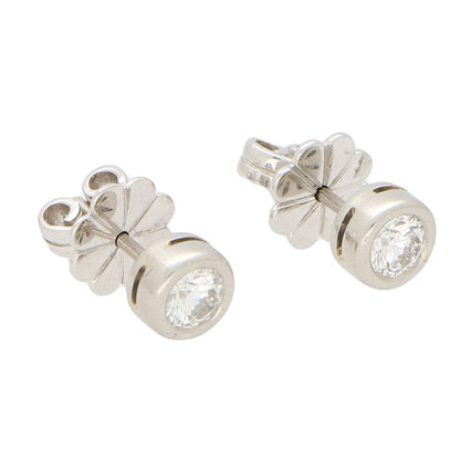 1.30ct Diamond Single Stone Solitaire Stud Earrings in 18ct White Gold
