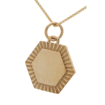 Hexagonal 9 Carat Yellow Gold Disc Pendant