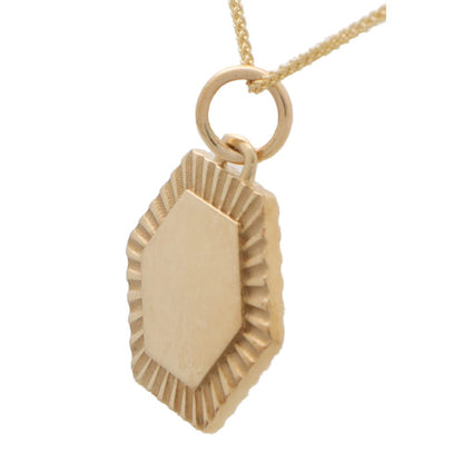 Hexagonal 9 Carat Yellow Gold Disc Pendant