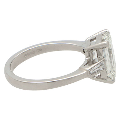 Emerald Cut Diamond Ring 3.20 carat, certified H colour