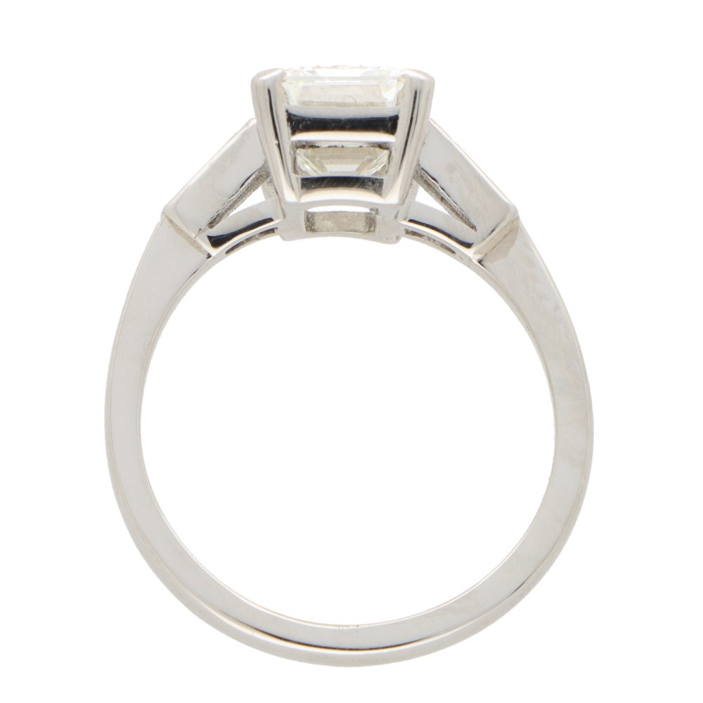 Emerald Cut Diamond Ring 3.20 carat, certified H colour