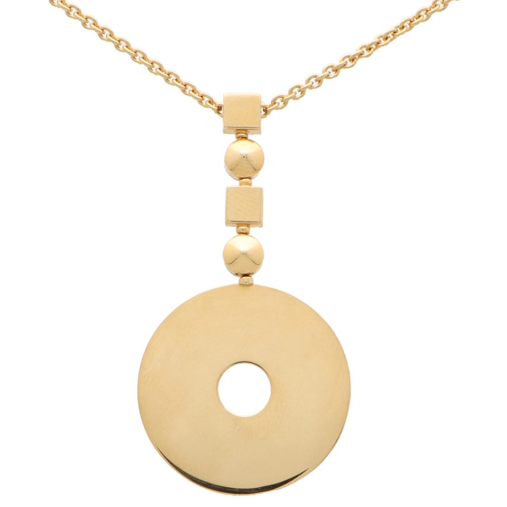 Vintage Bvlgari Lucia Disc 18ct Yellow Gold Pendant Necklace