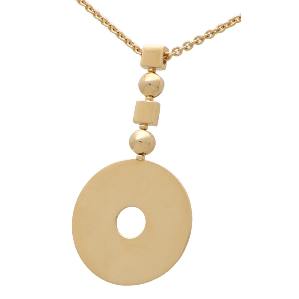 Vintage Bvlgari Lucia Disc 18ct Yellow Gold Pendant Necklace