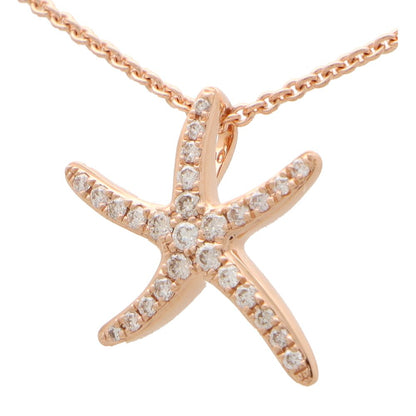 Diamond Starfish Pendant Necklace in Rose Gold