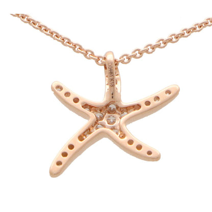 Diamond Starfish Pendant Necklace in Rose Gold