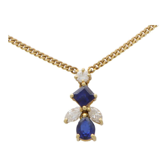 Sapphire and diamond pendant in 18 carat yellow gold