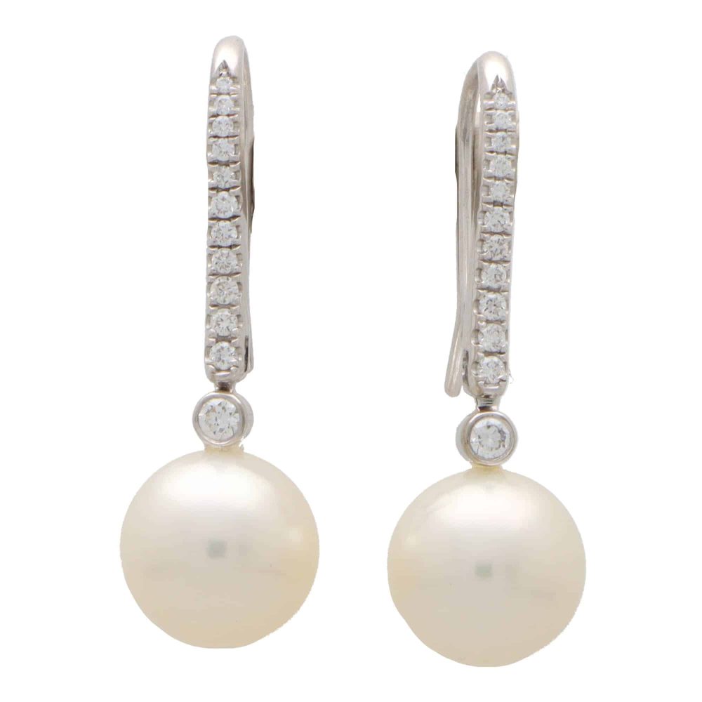South Sea Pearl and Diamond Drop Earrings