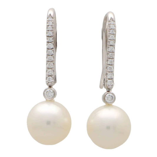 South Sea Pearl and Diamond Drop Earrings