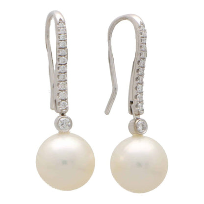 South Sea Pearl and Diamond Drop Earrings