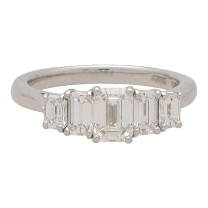 Five Stone Emerald Cut Diamond Ring with GIA Certificate
