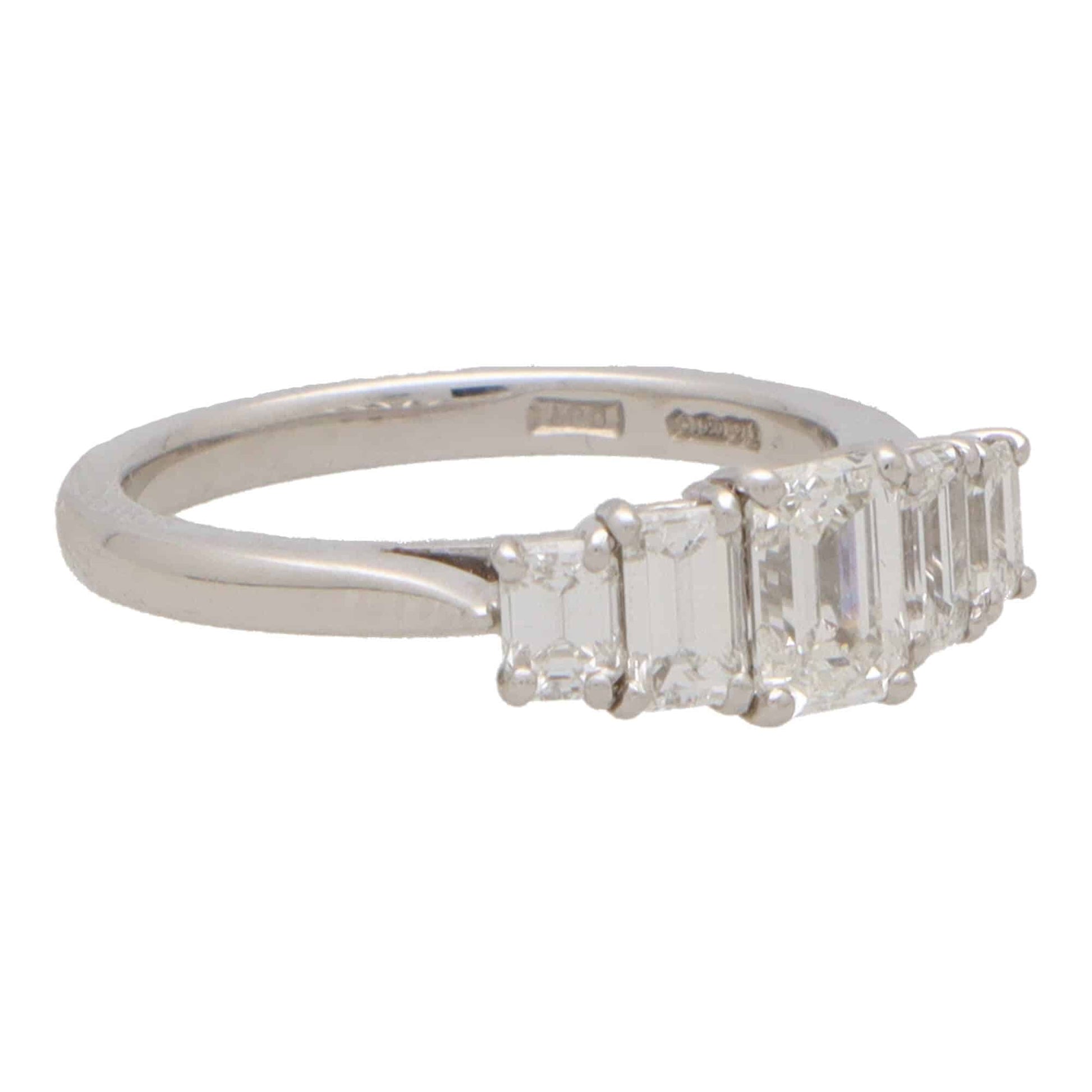 Five Stone Emerald Cut Diamond Ring with GIA Certificate