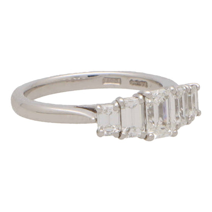 Five Stone Emerald Cut Diamond Ring with GIA Certificate